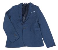 Tmavomodré slavnostní lněné sako H&M