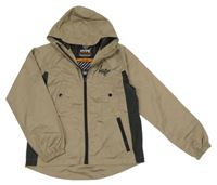 Khaki-černá šusťáková jarní buna s kapucí HYPE