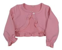 Ružové rebrované bolerko s volánikmi