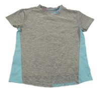 Sivo-svetlomodré melírované športové tričko s nápisom Active touch