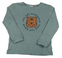 Šedozelené triko s medvědem a nápisy Topolino