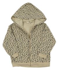 Béžovo-čierna prepínaci mikina s leopardím vzorom a kapucňou H&M