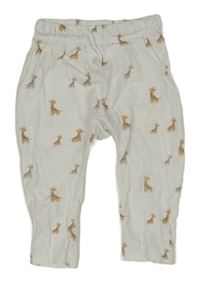 Bílé baggy tepláky s žirafami H&M