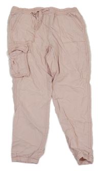Světlerůžové lehké cargo cuff kalhoty Next