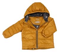 Hořčicová šusťáková zateplená bunda s kapucí Primark