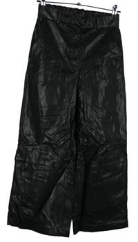 Dámské černé koženkové culottes kalhoty H&M