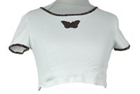 Dámske bielo-vzorované crop tričko s motýlkom H&M