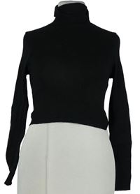 Dámské černé žebrované crop triko s rolákem Asos 