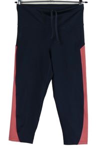 Dámské tmavomodro-růžové sportovní capri legíny M&S