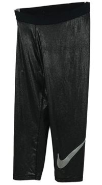 Dámské černo-stříbrné sportovní funkční capri legíny s logem Nike 