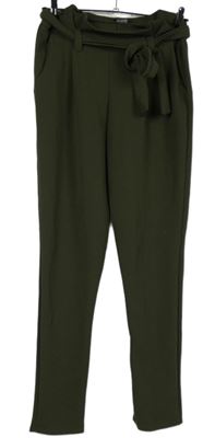 Dámske khaki paper bag nohavice s opaskom zn. Select