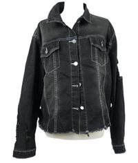 Dámská černá riflová crop bunda s prošoupáním 