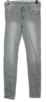 Dámske sivé elastické skinny rifle H&M