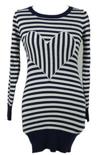 Dámská tmavomodro-bílá pruhovaná svetrová tunika se srdíčkem Nicole 