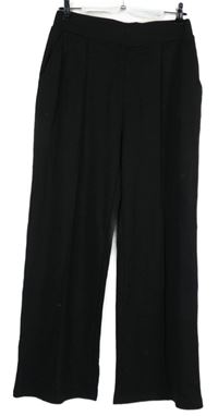 Nové - Dámské černé sametové žebrované palazzo kalhoty Shein 