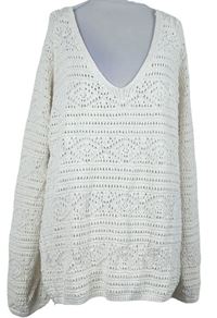 Dámský smetanovo-zlatý třpytivý ažurový svetr Papaya 