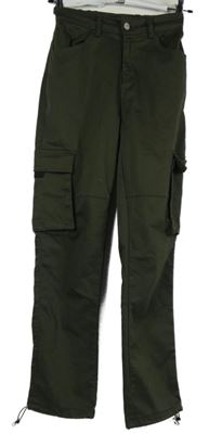 Dámske khaki plátenné cargo nohavice s vreckami Select