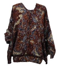 Dámska karmínovo-tmavomodrá vzorovaná blúzka Cecil