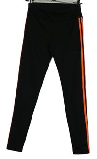 Dámské černé sportovní legíny s pruhy