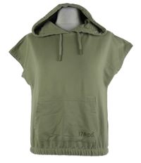 Dámska khaki tepláková vesta s kapucňou