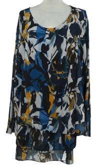 Dámská tmavomodrá vzorovaná šifonová tunika vel. 54