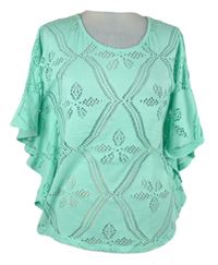 Dámské mátové perforované volné tričko 