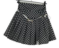 Nové - Dámska čierna bodkovaná skladaná sukňa s opaskom