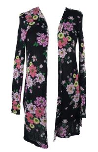 Dámský černý květovaný svetrový cardigán H&M