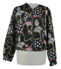 Dámská černá vzorovaná propínací crop lehká bunda C&A