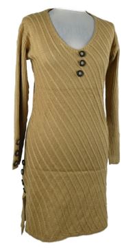 Dámske béžové vzorované svetrové šaty Sheilay