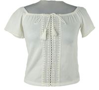 Dámska smotanová crop blúzka s čipkou H&M