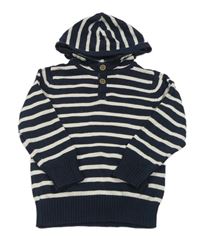 Tmavomodro-bílý pruhovaný svetr s kapucí H&M