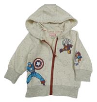 Smotanová melírovaná prepínaci mikina s Avengers a kapucňou Marvel