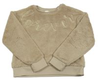 Béžová kožušinová mikina s nápisom River Island