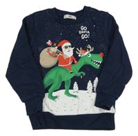 Tmavomodro-biela mikina so Santa clausem C&A