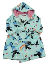 Světlemodrý chlupatý župan s králíčkem Bing a kapucí 