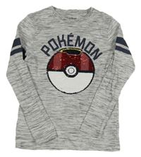 Bílo-černé melírované triko s pokébalem z flitrů C&A