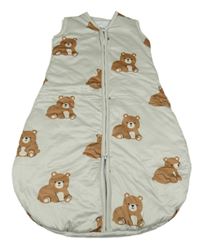 Světlebéžový zateplený spací pytel s medveďmi
