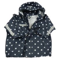 Tmavomodrá nepromokavá bunda s hvězdami a kapucí 