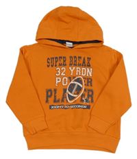 Oranžová mikina s nápisom a kapucňou Pocopiano