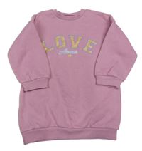 Ružové teplákové šaty s nápisom Matalan