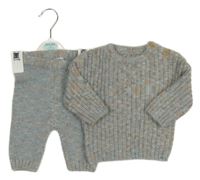 Nové - 2set- modro-barevný melírovaný svetr+ tepláky George