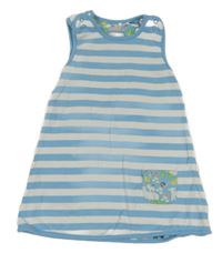 Modro-biele pruhované obojstranné šaty s vreckom