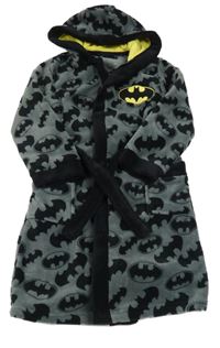 Šedý chlupatý župan s Batmanem a kapucí 