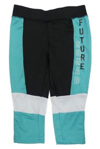 Čierno-bilo-mintové športové capri legíny s nápisom