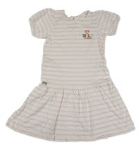 Ružovo-biele pruhované šaty s výšivkou zn.