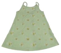 Zeleno-biele kockované ľahké šaty s kvetinami