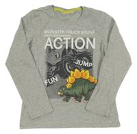 Sivé tričko s dinosaurom KIDS