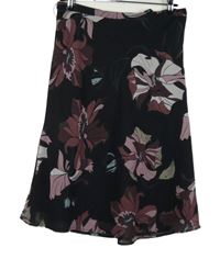 Dámska čierna šifónová sukňa s kvetmi H&M