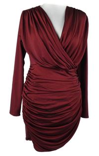 Dámské karmínové nařasené šaty Boohoo